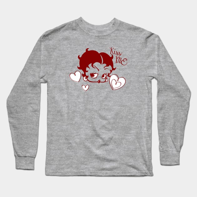 BETTY BOOP - kiss me it's Valentine's day Long Sleeve T-Shirt by KERZILLA